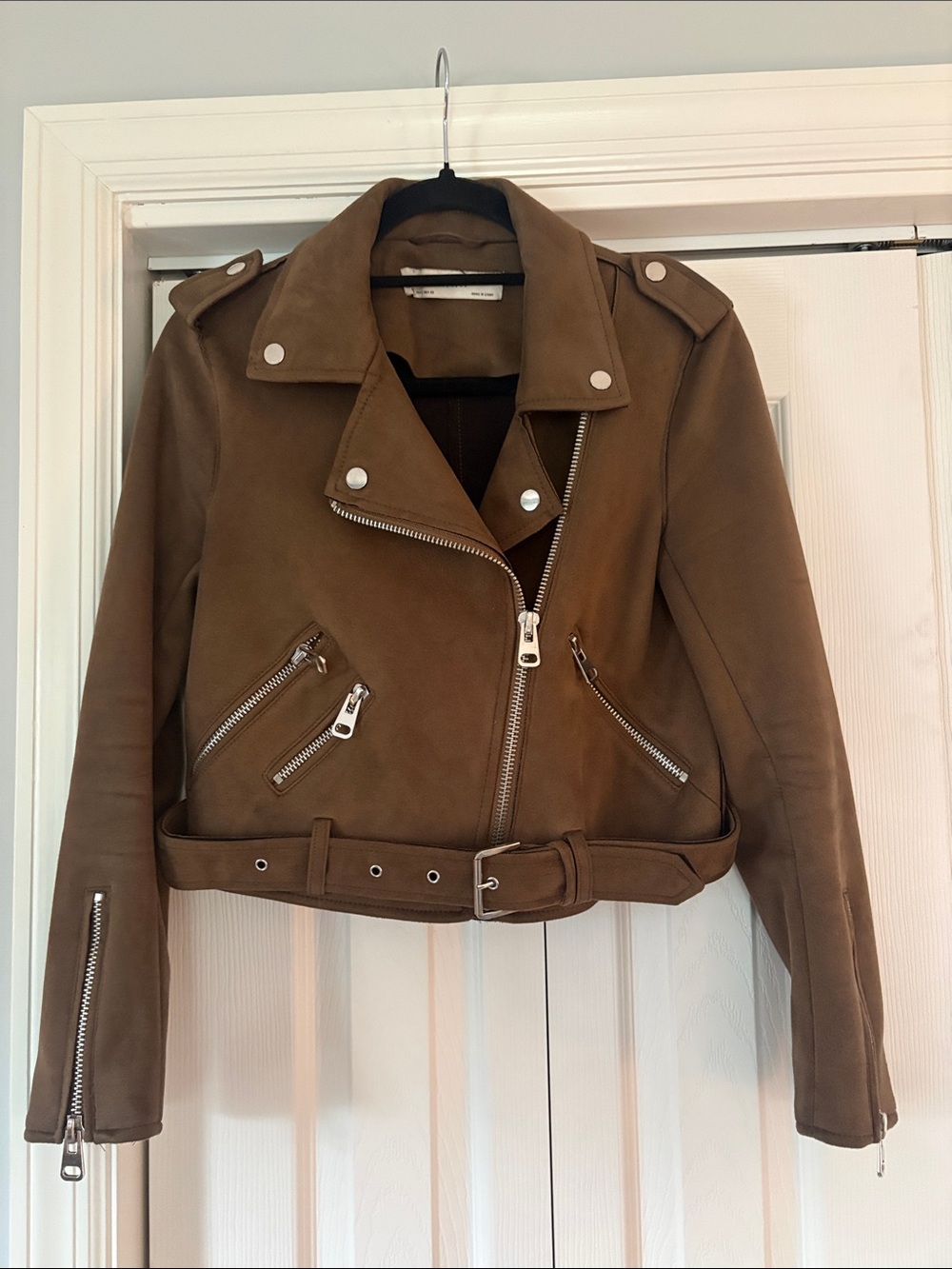 Zara Faux Suede Moto Jacket with Belt